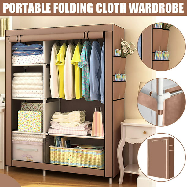 69" Large Wardrobe Closet Portable Folding Clothes Storage Dust-proof Bedrooom 